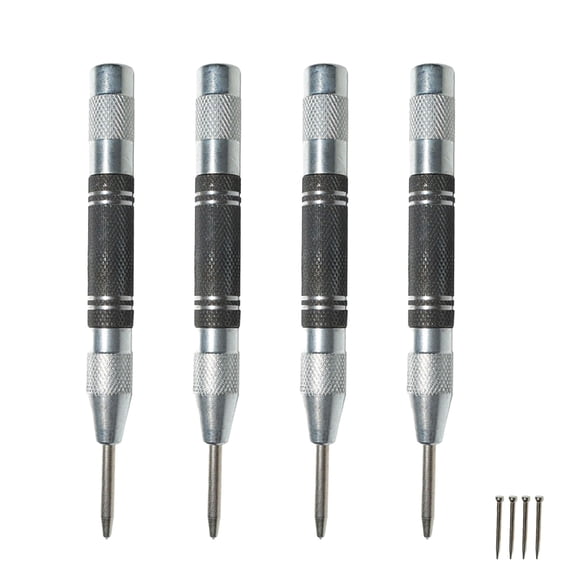 2 Pack Automatic Center Punch, 5 inch Heavy Duty Steel Spring Loaded Center Hole Punch with Adjustable Tension Punch Tool for Metal Wood Glass Plastic
