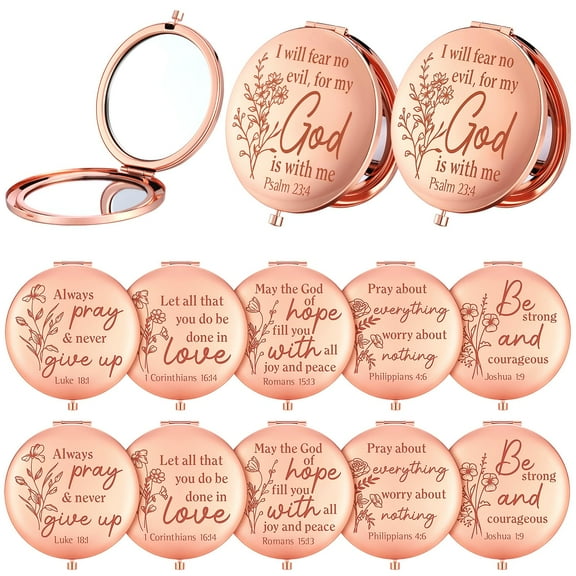 GlikCeil 12 Pcs Christmas Christian Gift Mirrors for Bulk Religious Bible Verse Gift Inspirational Compact Pocket Makeup Mirror for Coworker Teacher Employee Travel Church Scripture Party Favors Y102