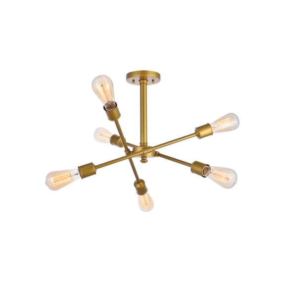 Glimmer 6 Light Flush Mount in Brass