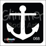 Glimmer Body Art Glitter Tattoo Stencils - Anchor 5/pack