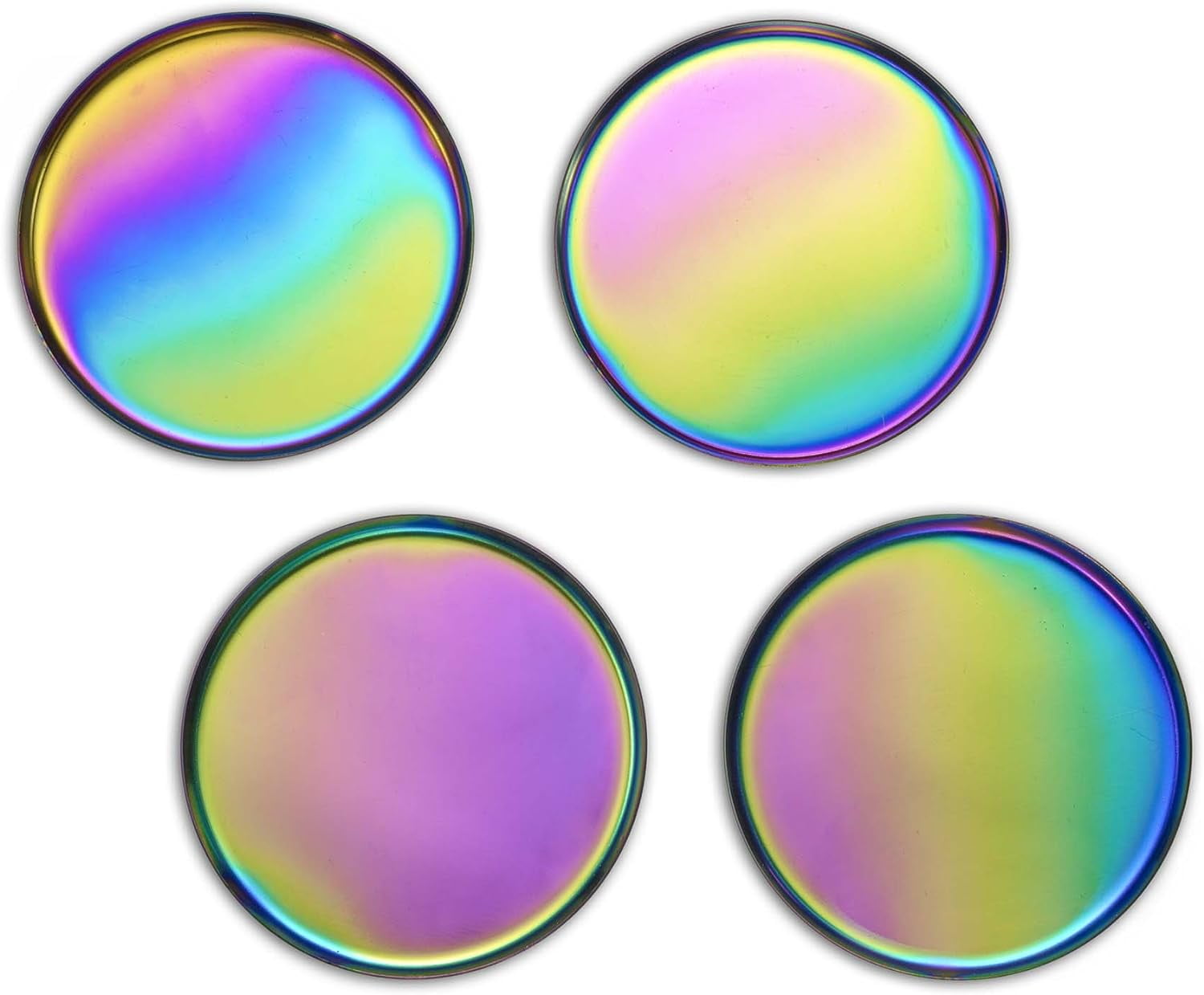 Iridescent Round Glass 4-Piece Coaster Set