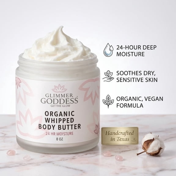 Glimmer Goddess 8 oz Organic Whipped Body Butter - Honeysuckle