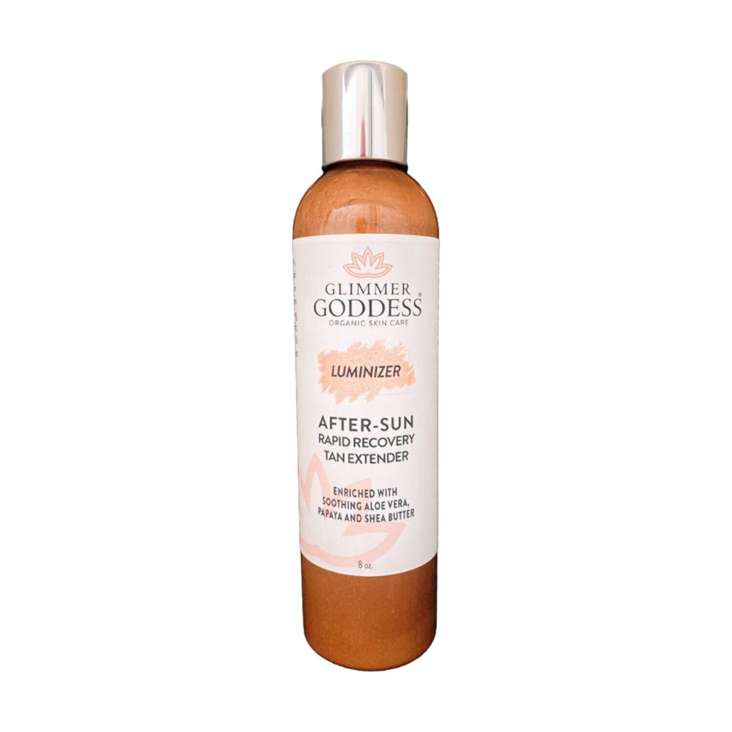 Glimmer Goddess Organic After Sun Shimmer Lotion - Enriched with Aloe Vera, Pineapple, Shea Butter and Papaya