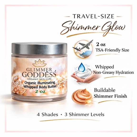 Glimmer Goddess Organic Shimmer Body Butters Travel Size 2 oz. (Diamond Subtle)