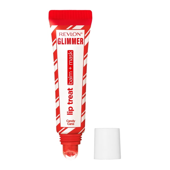 Revlon Glimmer Lip Treat Balm + Mask for Dry Lips, Overnight, 012 Candy Cane, 0.4 fl oz
