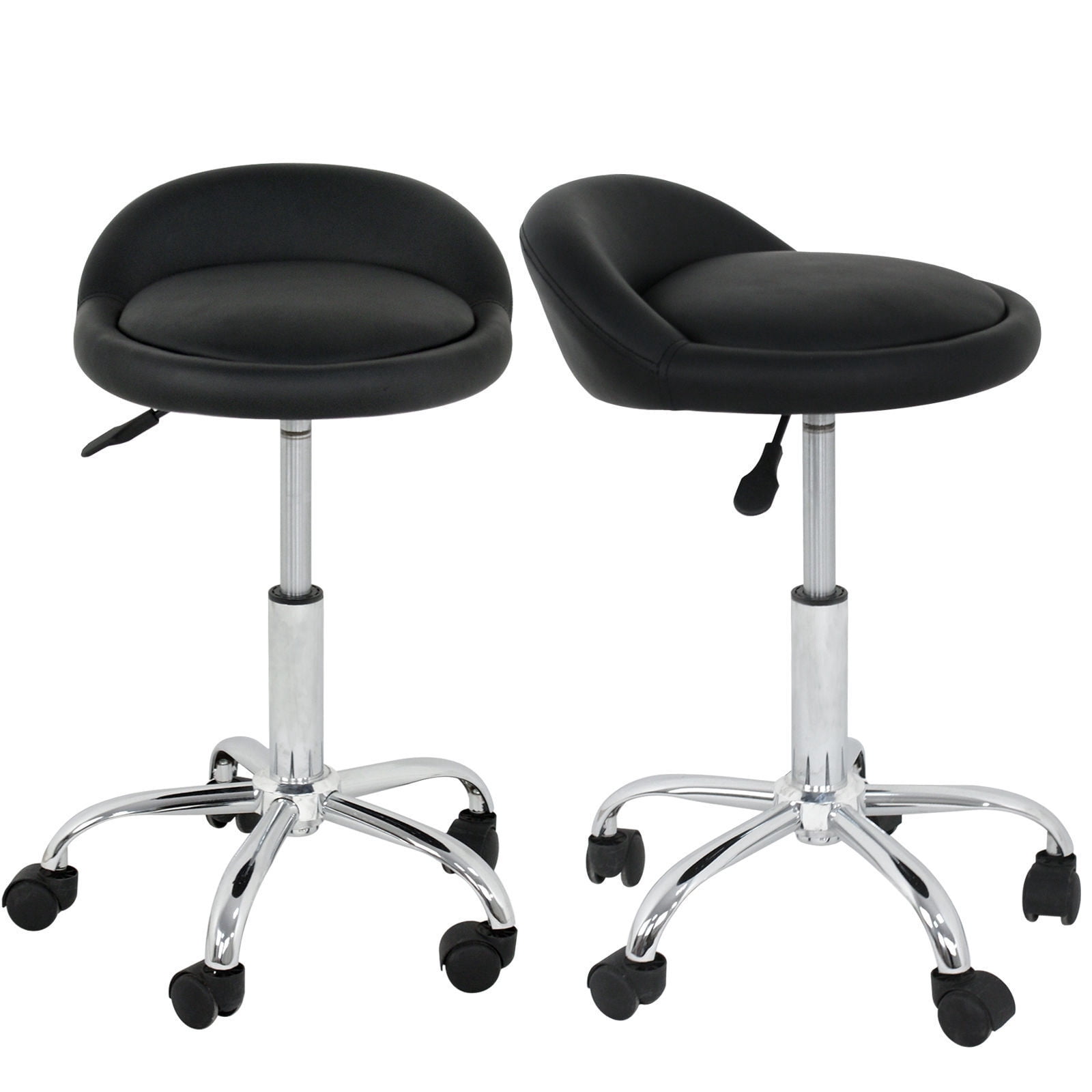 GlimmerGrove Height Adjustable Rolling Swivel Salon Stool Chair Hydraulic Ergonomic with Backrest Wheels for Tattoo Massage Facial Spa Manicure Dentist Clinic,Black