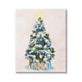 thumbnail image 1 of Glimmering Blue Christmas Tree Ornaments & Presents Botanical & Floral Painting Gallery-Wrapped Canvas Print Wall Art, 1 of 5