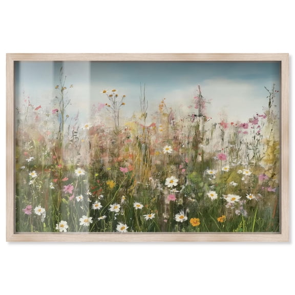 Glimmering Glade Garden I Shadowbox Print Landscape Wall Art by Art Remedy, Blonde Frame, 45 x 30