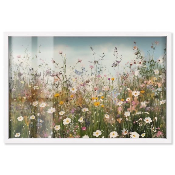 Glimmering Glade Garden III Shadowbox Print Landscape Wall Art by Art Remedy, White Frame, 54 x 36