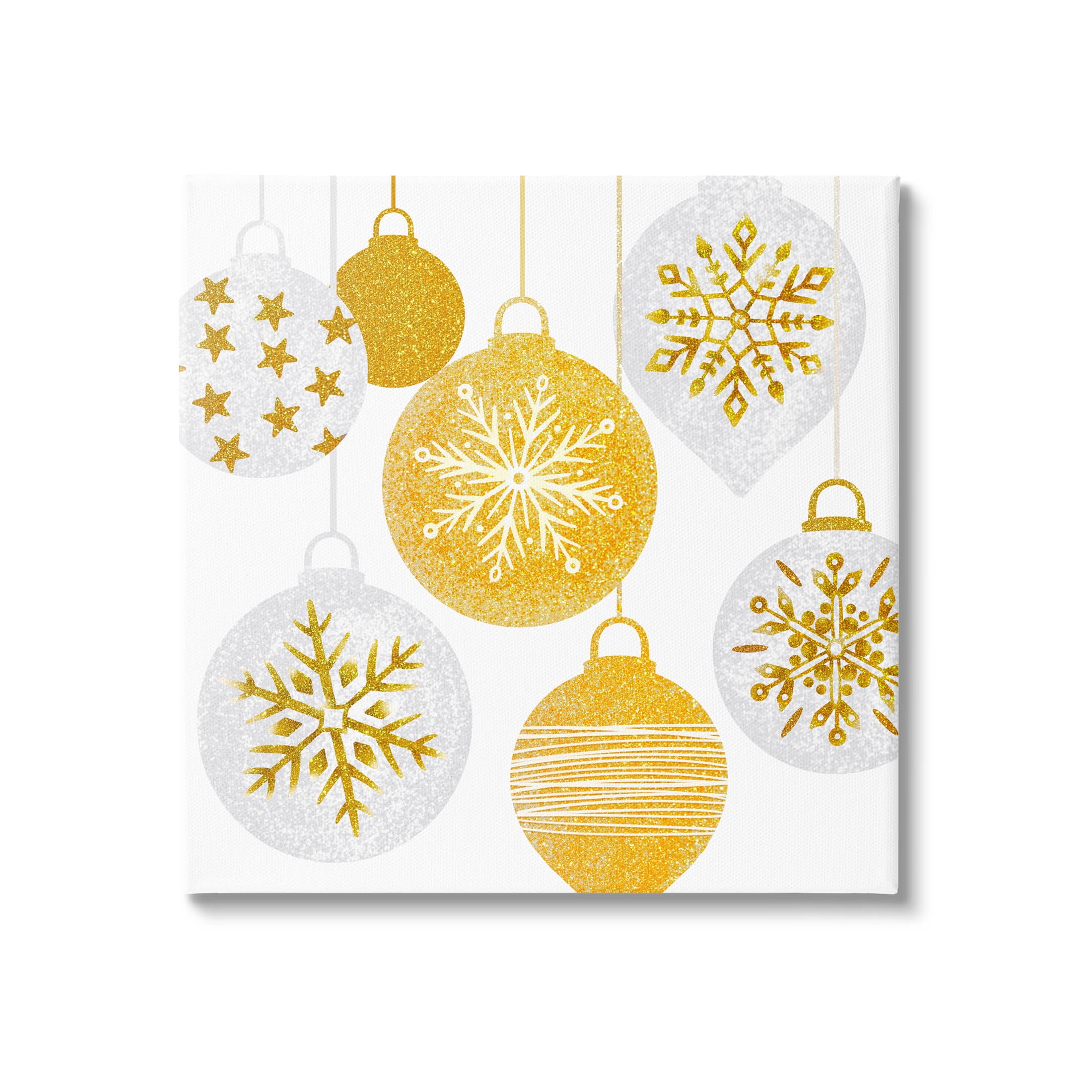 Glimmering Hanging Christmas Baubles Holiday Graphic Art Gallery Wrapped Canvas Print Wall Art