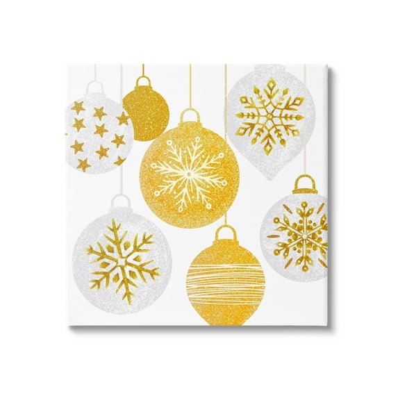 Glimmering Hanging Christmas Baubles Holiday Graphic Art Gallery Wrapped Canvas Print Wall Art