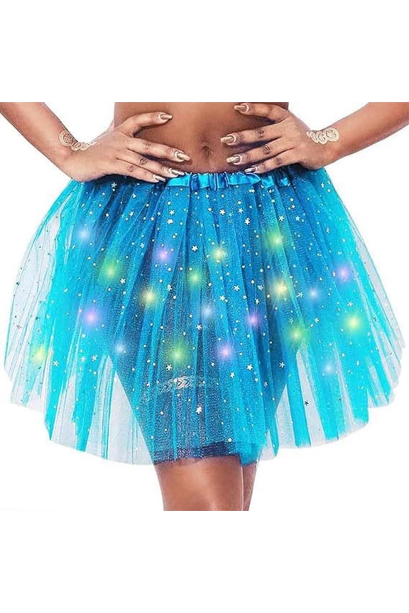 LED Light Up Half Skirt Tutu With Starry Netting For Adults Sparkling Party Wear Dance Skirts for Women Skater Skirt plus Size Linen Skirt Ballet Skirts for Girls Rip Skirt Length 2