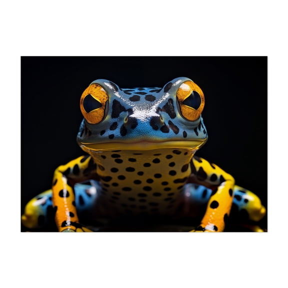 A Glimpse of the Exotic Poison Dart Frog Close-up Photorealistic Digital Artwork - Digital Art Wildlife Animal Tropical Nature Surrealism Psychedelic Insect Unframed Wall Art Print 4 x 6 inches