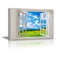 thumbnail image 1 of Glimpse into Blue Sky and Green Grass Land Out of Open Window Canvas Wall Art Stretched Canvas Prints | Giclee Printing Ready to Hang - 24" x 36", 1 of 4