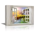 thumbnail image 1 of Glimpse into Waterfall in Autumn Out of Open Window Canvas Wall Art Stretched Canvas Prints | Giclee Printing Ready to Hang - 24" x 36", 1 of 4