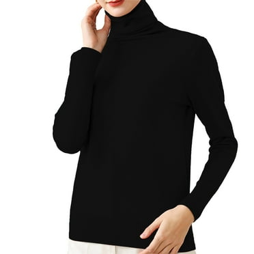 Glimpses CLearance Thermal Underwear Top New Internal Turtleneck Sweater Women Autumn And Winter Pile Collar Elastic Bottom Shirt Slim Knitted Top Black XXXL