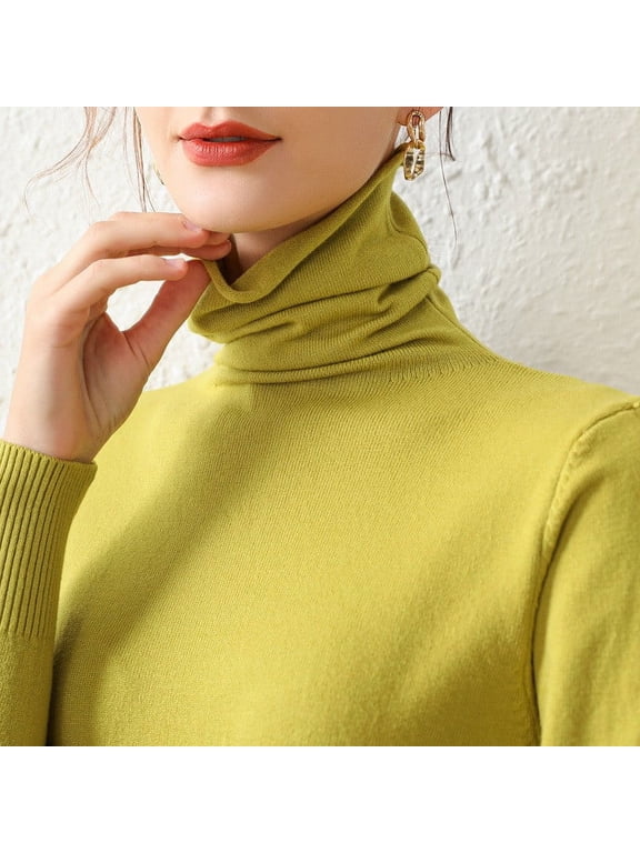 Clothing Thermal Underwear Top New Internal Turtleneck Sweater Women Autumn And Winter Pile Collar Elastic Bottom Shirt Slim Knitted Top Multicolor XL