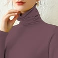 thumbnail image 1 of Glimpses Clothing Thermal Underwear Top New Internal Turtleneck Sweater Women Autumn And Winter Pile Collar Elastic Bottom Shirt Slim Knitted Top Purple XXL, 1 of 4