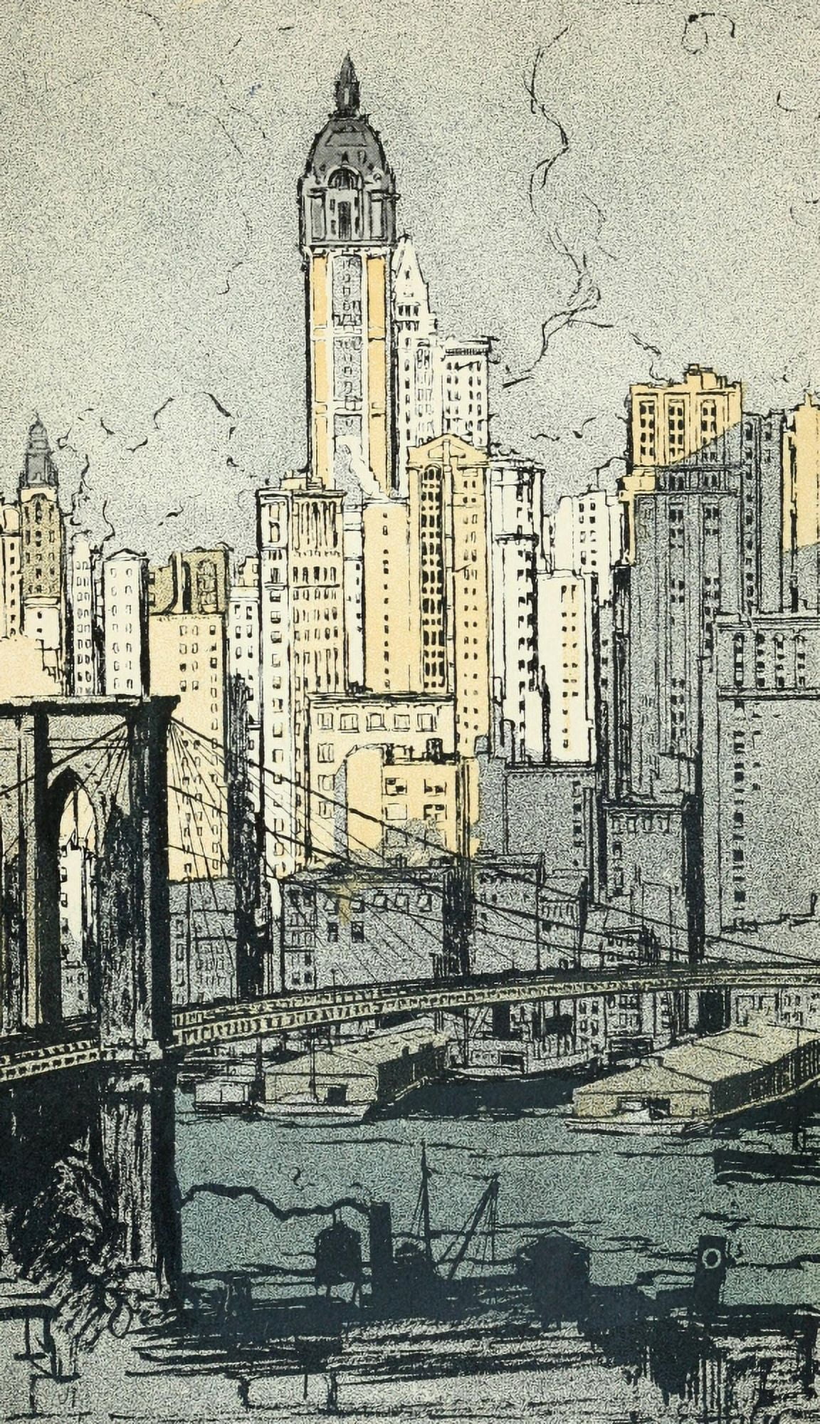 Glimpses of New York 1911 New York Skyline Canvas Art - Unknown (18 x 24)