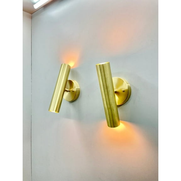 Glint & Gleam Light Studio Mid-Century Brass Dimmable 4-Light Indoor Corded Wall Lights, 2 Count