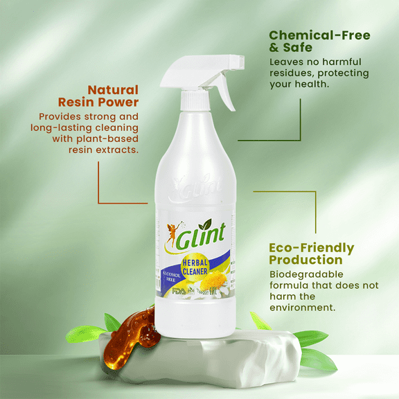 Glint Multi-Purpose Herbal Cleaner, Plant-Based, Eco-Friendly, Stain & Grease Remover, 1000 ml (33.8 fl oz)
