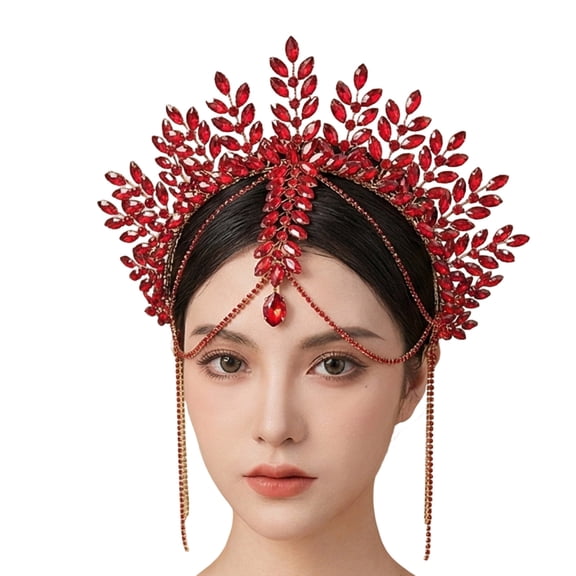 Glinting Rhinestones Hair Jewelry Bride Hair Chain for Pageants Proms Bridal Wedding Headwear Photo Props