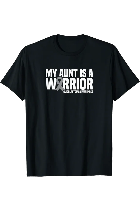 Glioblastoma GBM Awareness My Aunt Warrior Grey Ribbon T-Shirt