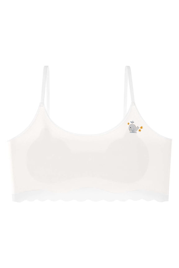 12-13 Years Girls Underwear Seamless Training Bra Puberty Wireless Cami Tops Bralette White
