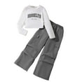thumbnail image 1 of Glisme 2 Pcs Girls Outfit Long Sleeve Sweatshirt Shirts And Cargo Jogger Pants Outfits Grateful Clothing Set For Girl Size 9-10 Years, Grey, 1 of 3