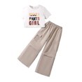 thumbnail image 1 of Glisme 2 Pack Girls Outfit Short Sleeve Letter Print Crop Tshirt Shirts And Long Cargo Jogger Pants Outfits Soft Clothing Set Size 10-11 Years White, 1 of 9