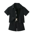 thumbnail image 1 of Glisme 2 Piece Outfits For Boys Toddle Ribbed Button Down Shirt Tops +Shorts 2 Pcs Set With Pocket Cozy Machinng Set Size 2-3 Years, 1 of 9