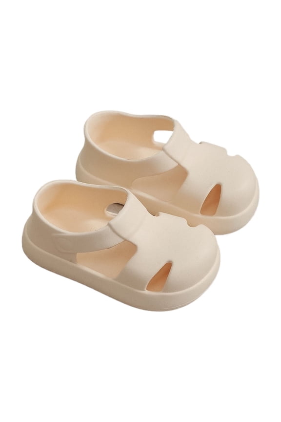 3-3.5 Years Toddler Sandal For Boys Closed Toe Water Shoes With Hook And Loop Strap Summer Play Footwear Beige