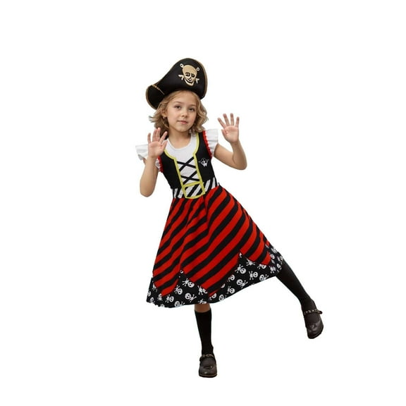 Glisme 3 Pack Girls Dress Up Clothes Pirate Dress Pirate Dress Comfort Fit Little Girl Princess Dress Size 7-8 Years,Red