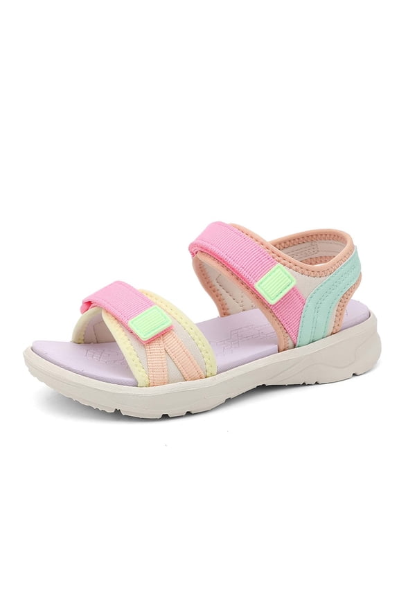 7-8 Years Sandal For Girl Open Toe Sport Shoes With Strap Closure For Backyard Play Play Footwear Pink