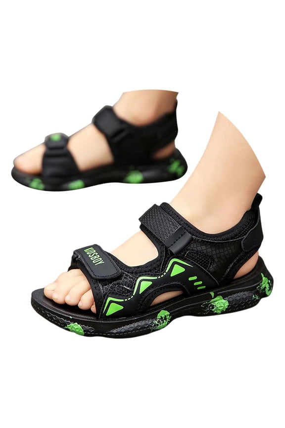 8-9 Years Sandal For Boys Open Toe Kids Hook And Loop Strap Summer Outdoor Play Shoes Lightweight Durable Summer Play Footwear Green