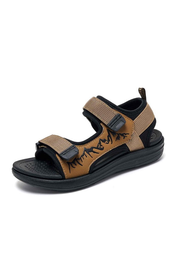 9-9.5 Years Boy Sandal Open Toe Sport Footwear With Fastener Strap Flexible Sole Play Footwear Brown