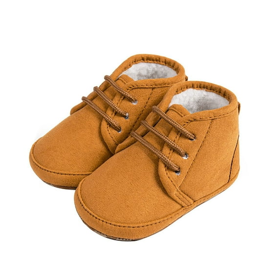 Glisme Baby Boots Lace Up Slip On Soft Sole Baby Walking Shoes Leisure Brown Boots Size 0-6 Months