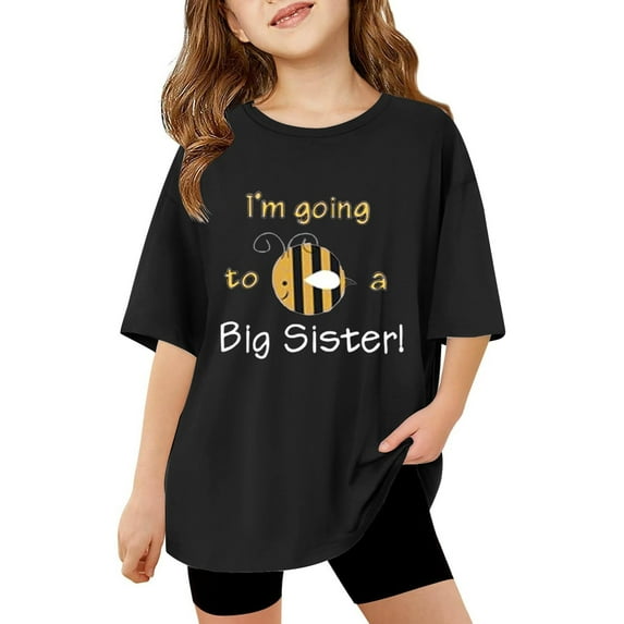 Glisme Baby Girl Promoted To Big Sister Tops Toddler T Shirt Going To Be Big Sis Short Sleeve Tees Birth Announcement Black Cool Fit Tee Size 3-4 Years