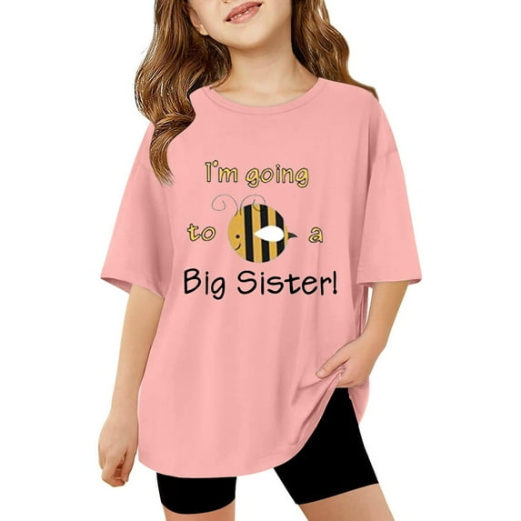 Glisme Baby Girl Promoted To Big Sister Tops Toddler T Shirt Going To Be Big Sis Short Sleeve Tees Birth Announcement Pink Regular Fit Tee Size 11-12 Years