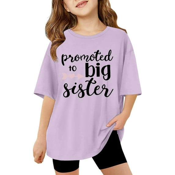 Glisme Baby Girl Promoted To Big Sister Tops Toddler T Shirt Going To Be Big Sis Short Sleeve Tees Birth Announcement Purple Popular Tee Size 7-8 Years