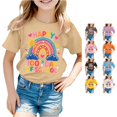 thumbnail image 1 of Glisme Back To School T Shirts Girls Child Round Neck Short Sleeve Cartoon Graphic Tee 6-7 Years Khaki, 1 of 4