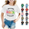 thumbnail image 1 of Glisme Back To School T Shirts Girls Toddler Round Neck Short Sleeve Cartoon Letter Graphic Tee 3-4 Years White, 1 of 4