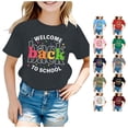 thumbnail image 1 of Glisme Back To School T Shirts Girls Toddler Short Sleeve Crewneck Cartoon Letter Prints Tee 3-4 Years Grey, 1 of 4