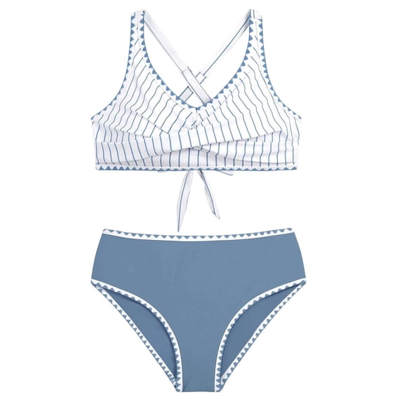 Glisme Bathing Suits For Girls 2 Piece Swimsuit Crisscross Tie Back Tropical Floral Bikini Sets Kids Swimwear Swimming Suit For Beach Size 11-12 Years