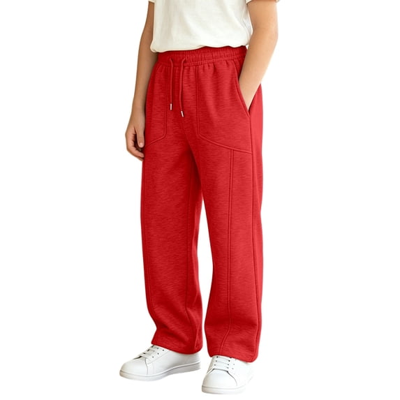 Glisme Big Boys Sweatpants Athletic Pants Straight Leg With Pockets And Drawstring Fall Casual Boys Baggy Trousers Size 7-8 Y