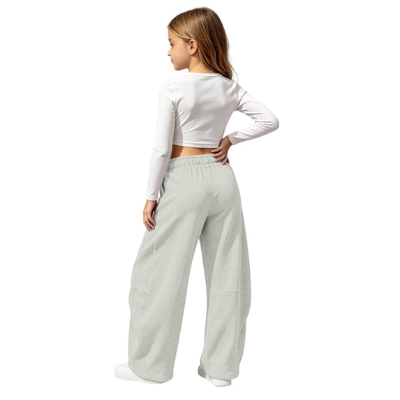 Glisme Big Girls Active Pants Curved Leg Sweatpants With Pockets Autumn Casual Girls Baggy Trousers
