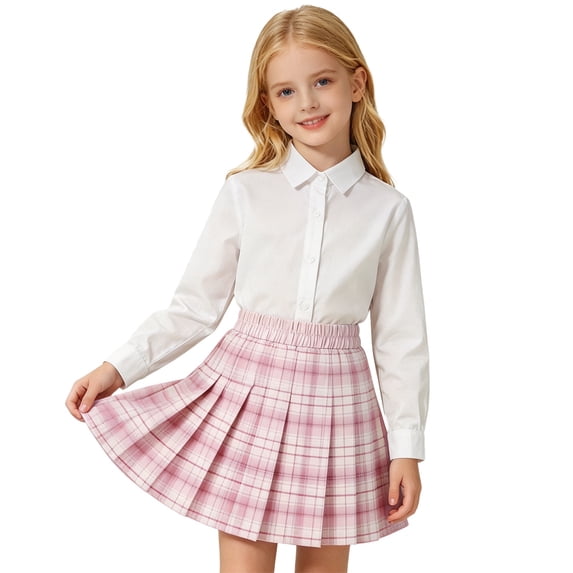 Glisme Big Girls Back To School Skirts Plaid Elastic Waist College Style Soft Pleated Skirt For Girls Size 13-14 Years