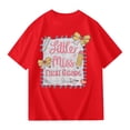 thumbnail image 1 of Glisme Big Girls Back To School Tees Letter Print Short Sleeve Crew Neck Fall Cozy Soft Girls T-Shirt Size 11-12 Years Red, 1 of 7