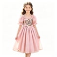 thumbnail image 1 of Glisme Big Girls Dress Embroidered Floral Puff Sleeve Square Collar Court-style Princess Girls Dresses, 1 of 3