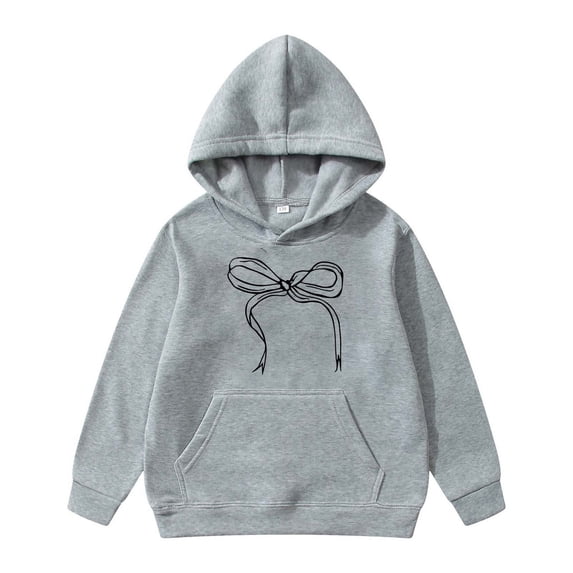 Glisme Big Girls Hoodies Bowknot Print Long Sleeve Fall Winter Loose Fit Sweatshirts For Girls Size 8-10 Years